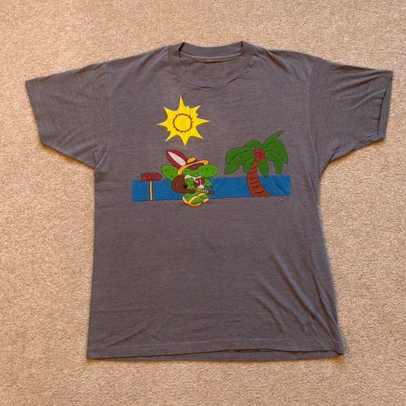 Vtg 80s‎ Jimmy Buffett Margaritaville Cartoon Graphic Tour Shirt Large - Picture 1 of 6